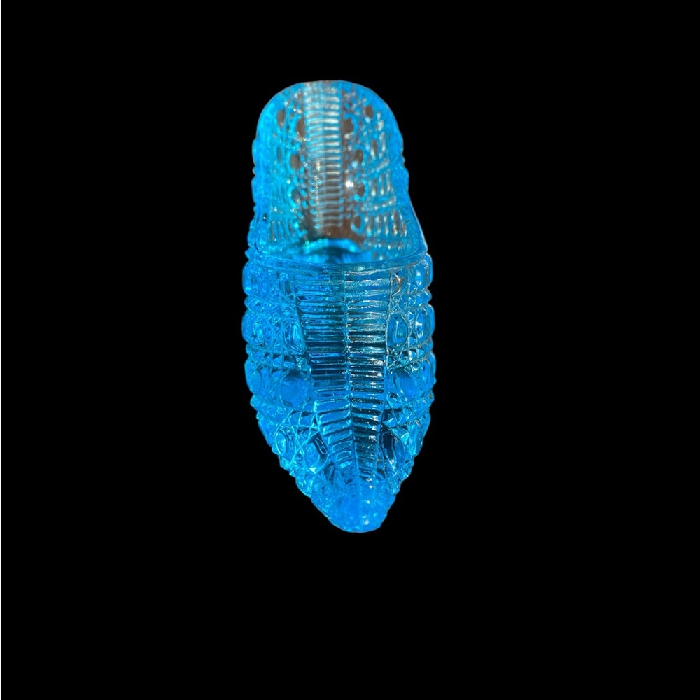 Bryce Bros 1880s Blue Turquoise Cane Glass Slipper Shoe EAPG Antique MINT - Picture 6 of 6